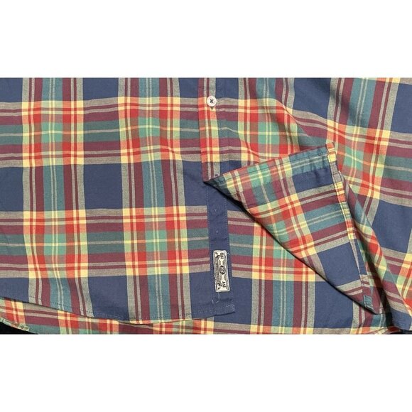 EVOLUTION Women's Button Up Plaid Shirt Plus-size 3XL Long Sleeves Elbow Patches - Picture 9 of 11